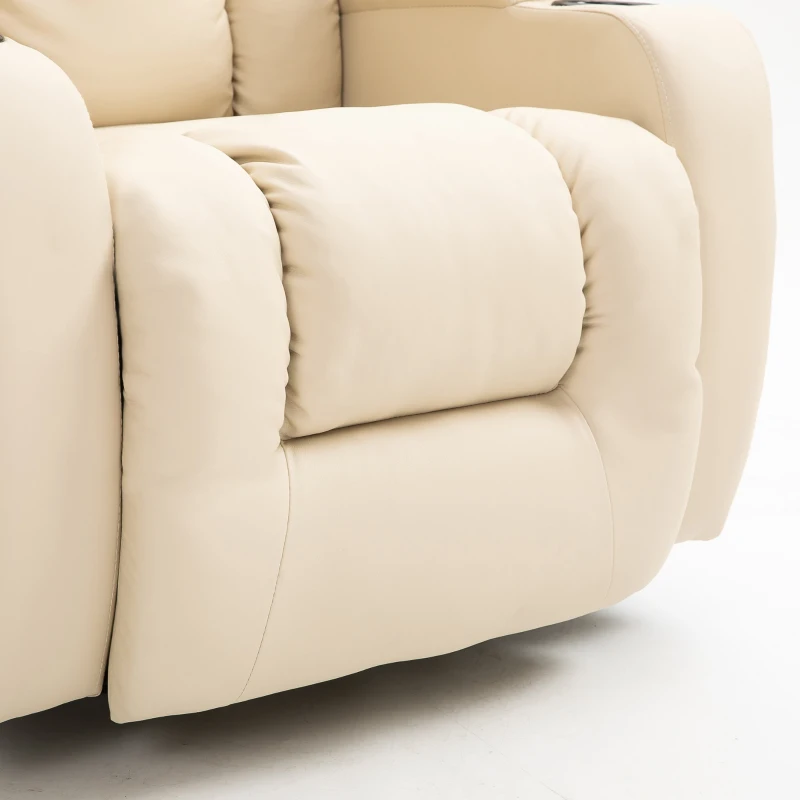 HOMCOM Poltrona Massaggiante a 8 Punti Reclinabile con Portabicchieri e Telecomando, 85x94x104 cm, Beige