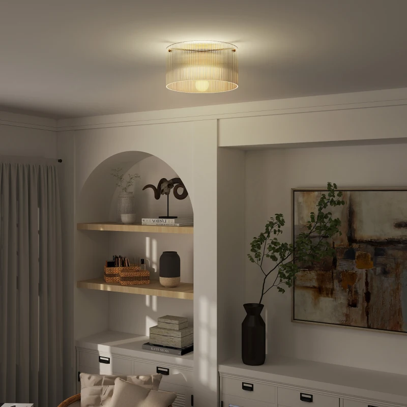HOMCOM Lampa sufitowa z abażurem z akrylu, Metal, Kompatybilna z halogenem i LED