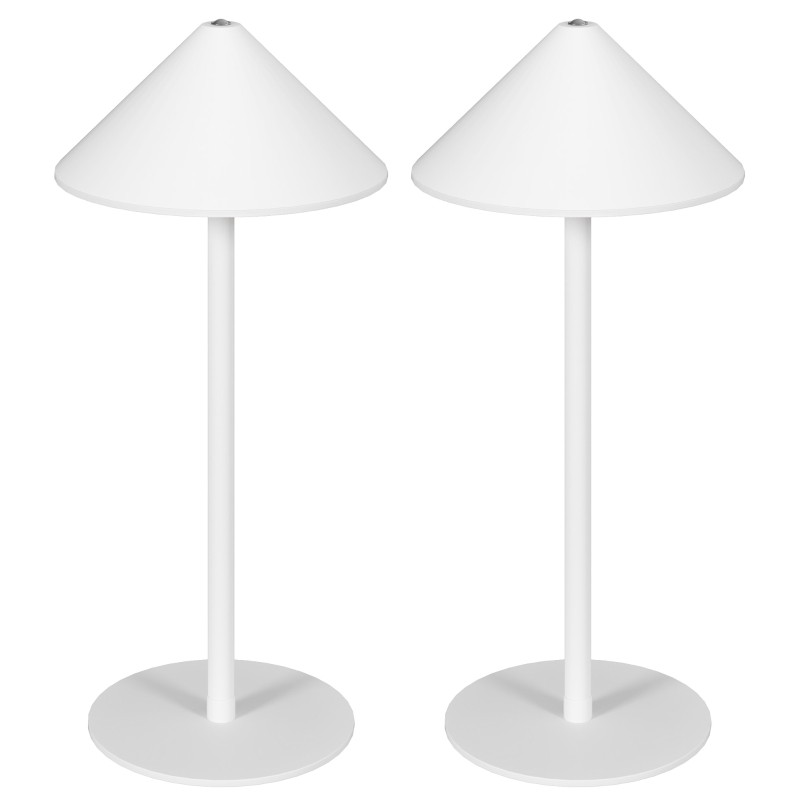 HOMCOM LED-Tischlampe mit USB-Kabel, Touchschalter, Metall, wiederaufladbar, Weiß