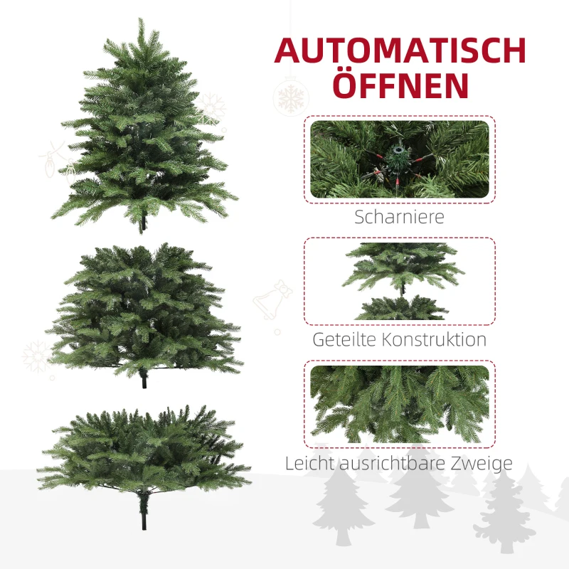 HOMCOM Weihnachtsbaum, Alpentanne, naturgetreu, breit & üppig, 180 x Φ105 cm, Grün