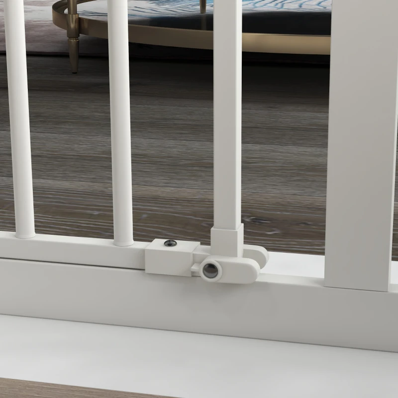 PawHut Barrière de sécurité animaux porte fermeture automatique système de double verrouillage sans perçage 1 extension blanc(m-8)