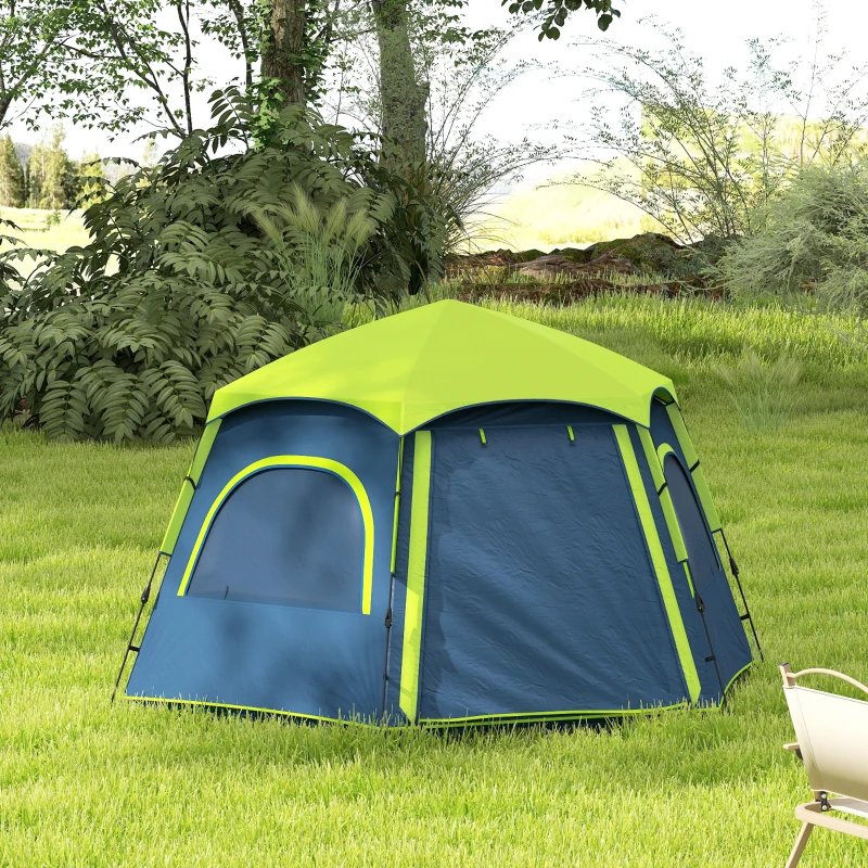 Outsunny Tenda de Campismo para 2-3 Pessoas Dobrável com Fácil Instalação e Bolsa de Transporte 280x240x155 cm Azul e Verde