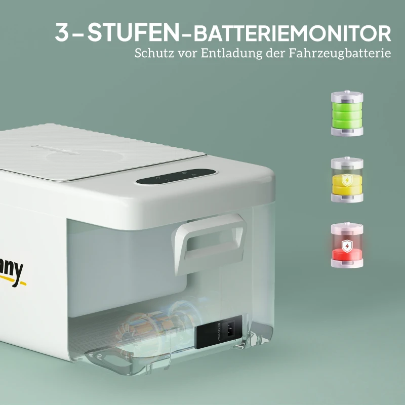 Outsunny 16,8 Liter Camping-Kühlschrank, Autokühlschrank, Kühlbox mit LED-Licht, AC- und DC-Adapter, leiser Betrieb, Cremeweiß(m-6)