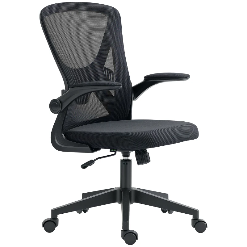 Vinsetto Mesh Back Office Chair, with Flip-Up Arms - Black