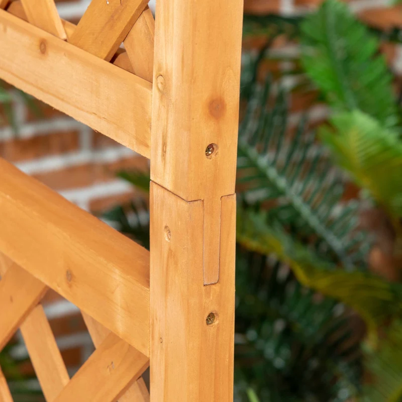 Outsunny Banca de gradina din lemn de brad cu arc decorativ pentru plante si ghivece, 160x50x198 cm, maro