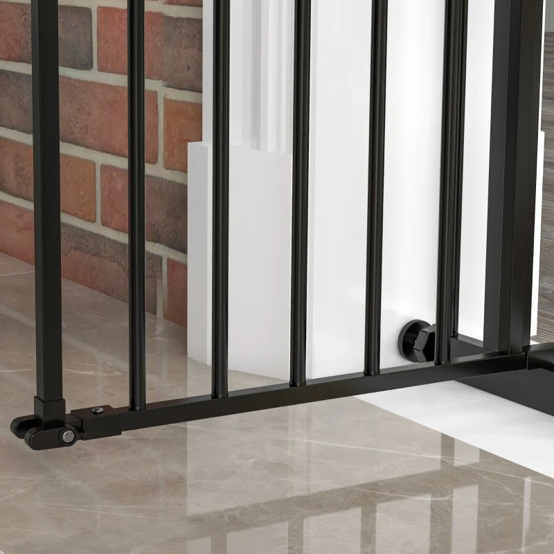 PawHut Barrière de sécurité animaux porte fermeture automatique système de double verrouillage sans perçage 1 extension noir(m-8)