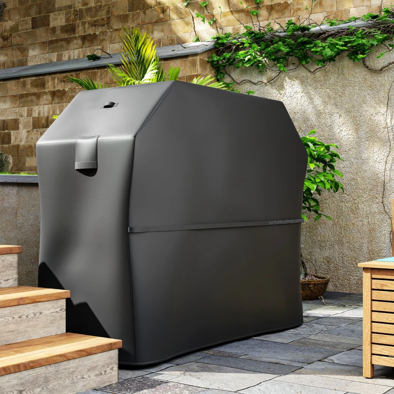 Outsunny Copertura per Barbecue Impermeabile in Tessuto Oxford 600D UPF30+ e Antivento, 147x61x122 cm, Nero