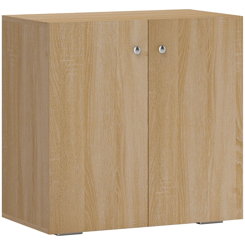 HOMCOM Buffet Commode Placard Meuble de Rangement dossiers pour Salon, Bureau, Salle à manger avec 2 Portes et étagères en Bois chêne Clair