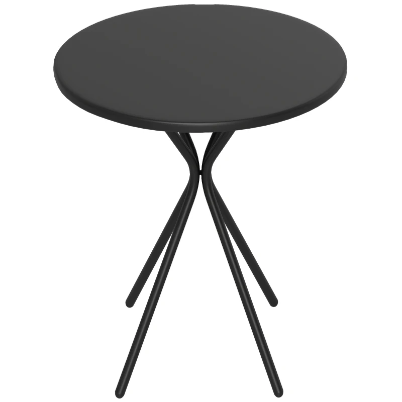 Outsunny Table de jardin ronde Ø 60 cm, table de terrasse cadre en acier, charge de 50 kg, pour intérieur et extérieur, noir