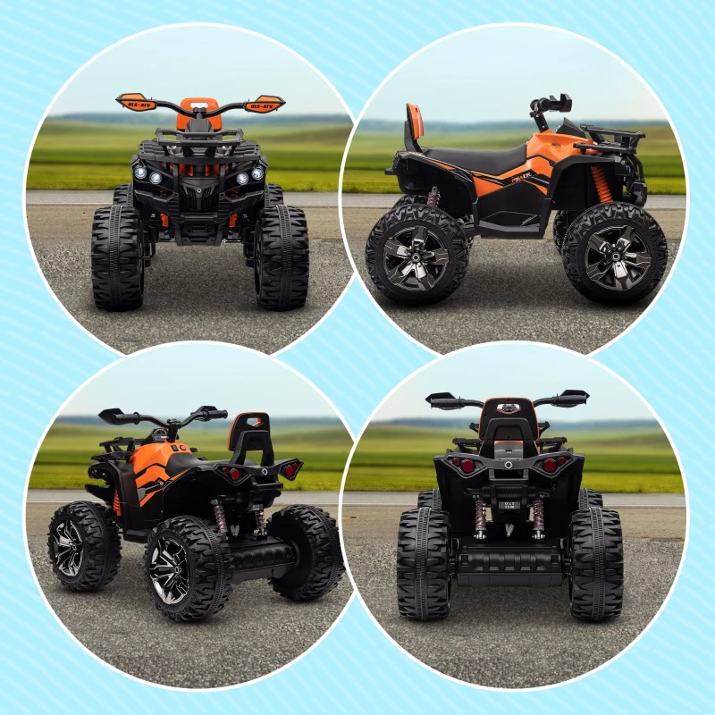 HOMCOM 12V Kinderfahrzeug mit Vorwärts-, Rückwärtsfunktion, MP3-Musikplayer, Scheinwerfer, 3-8 km/h, 3-5 Jahre, Orange(m-9)