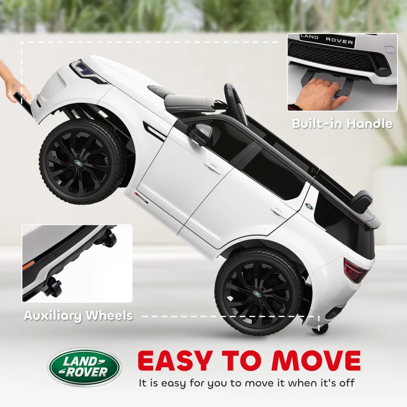 AIYAPLAY Carro Elétrico para Crianças acima de 3 Anos com Licença Land Rover Discovery Sport Carro Elétrico Infantil com Bateria 12V Controlo Remoto Faróis Buzina e Música 106x65,5x51 cm Branco