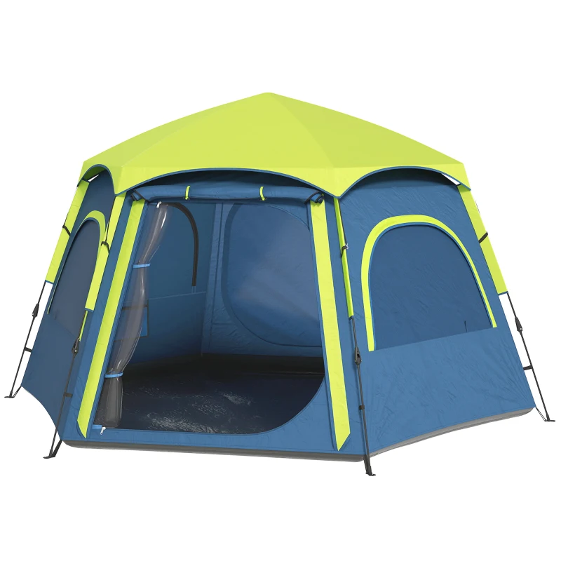 Outsunny Tenda de Campismo para 2-3 Pessoas Dobrável com Fácil Instalação e Bolsa de Transporte 280x240x155 cm Azul e Verde