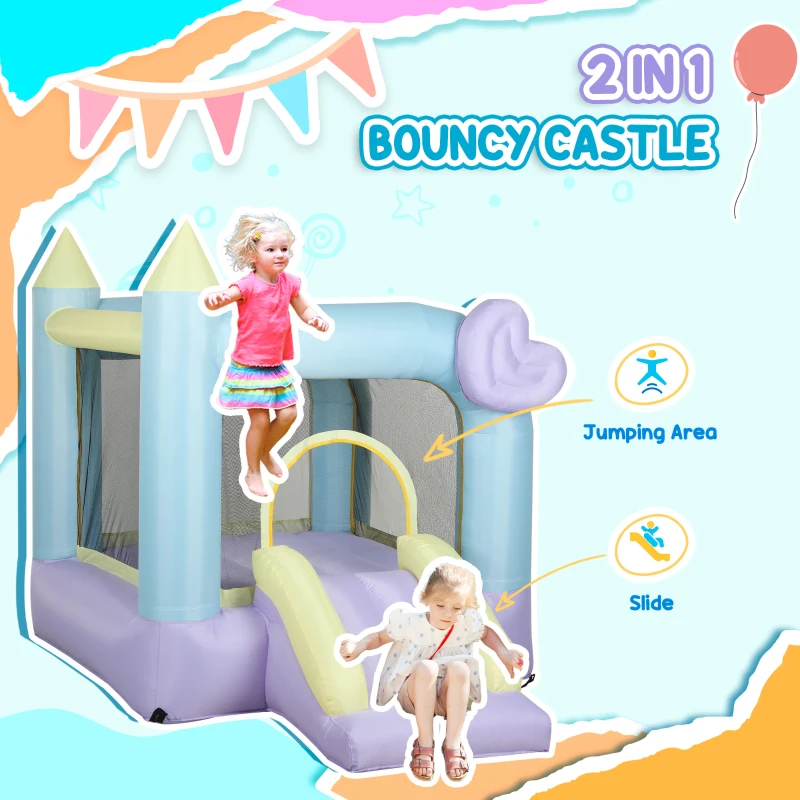 AIYAPLAY Castel Gonflabil pentru Copii 3-8 Ani cu Tobogan și Kit de Reparații, 250x165x200 cm, Multicolor(m-4)