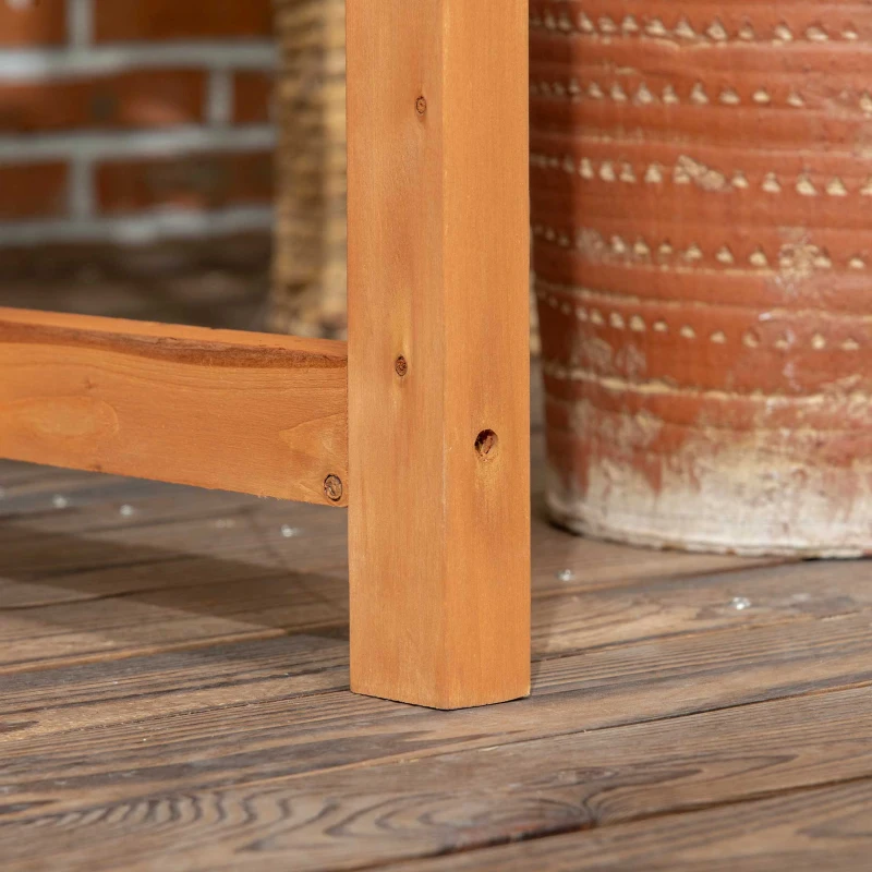 Outsunny Banca de gradina din lemn de brad cu arc decorativ pentru plante si ghivece, 160x50x198 cm, maro