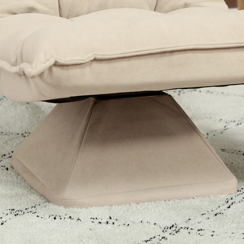 HOMCOM Fauteuil relax fauteuil salon design capitonné inclinaison dossier réglable pivotant 360° revêtement lin beige