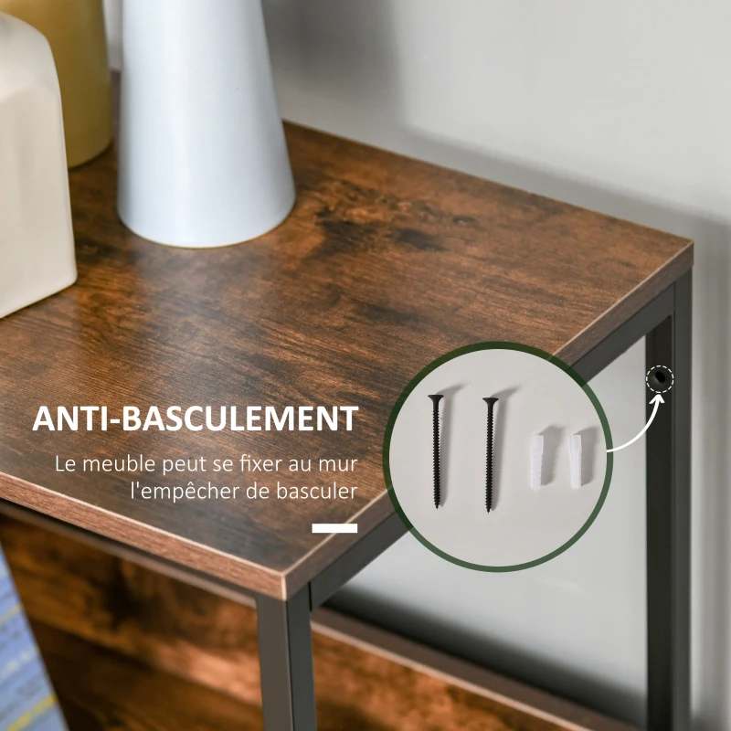 HOMCOM Commode chambre meuble de rangement 4 tiroirs en tissu pliables avec étagères ouvertes et cadre en métal, gris foncé