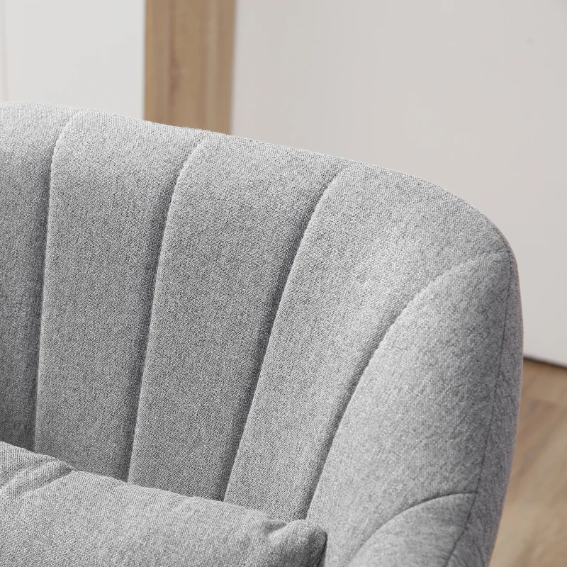 HOMCOM Verstelbare Draaistoel Bureaukruk Barkruk Bureaustoel, Hoogte Verstelbaar, Linnenachtig Polyester, Staal, Grijs, 60 x 60 x 79-91 cm(m-10)