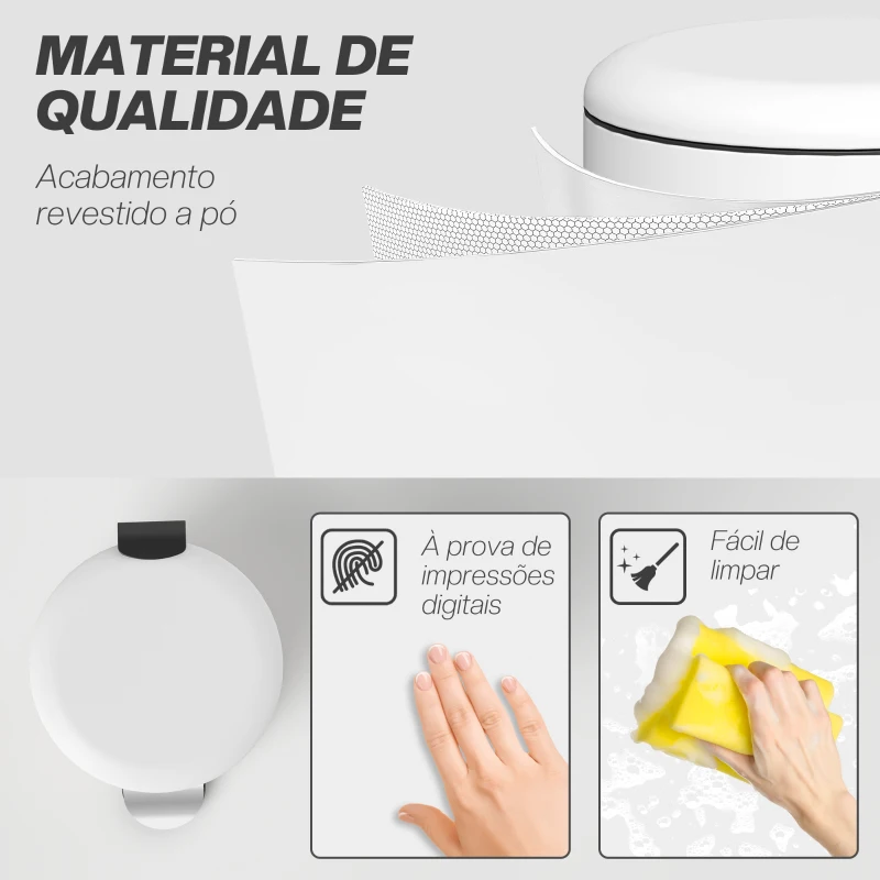 HOMCOM Balde de Lixo para Cozinha 20L com Pedal Tampa com Fechamento Suave e Cubo Amovível 36x30x44 cm Creme