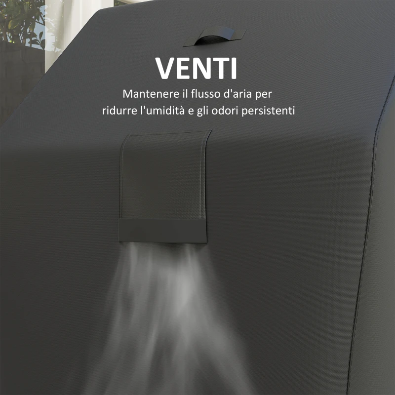 Outsunny Copertura per Barbecue Impermeabile in Tessuto Oxford 600D UPF30+ e Antivento, 147x61x122 cm, Nero