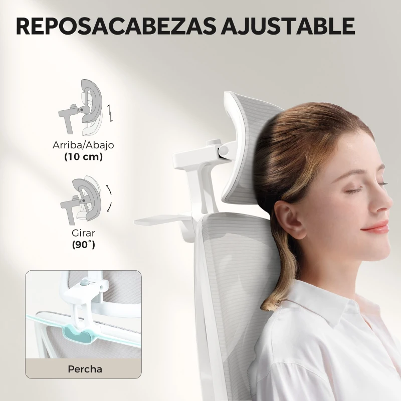 HOMCOM Silla de Escritorio de Malla Reclinable con Reposacabezas Giratoria Soporte Lumbar Reposapiés y Altura Regulable Gris