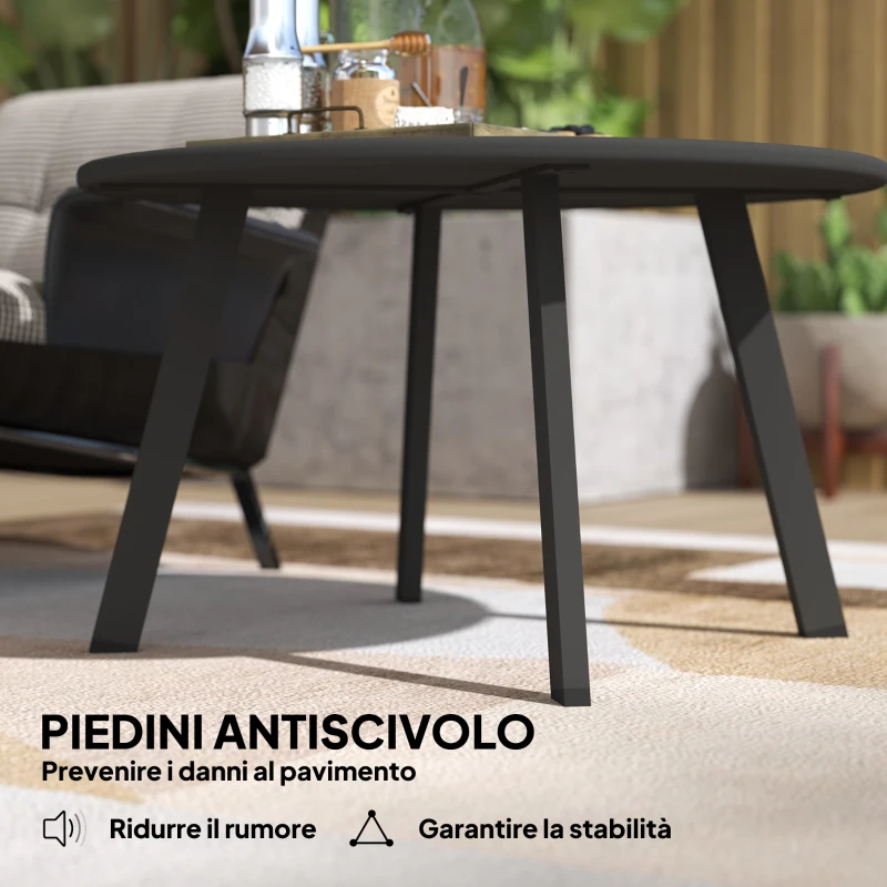 Outsunny Tavolino da Giardino Rotondo in stile Industriale con Piedini Antiscivolo, in Metallo, Ø70x42 cm, Nero