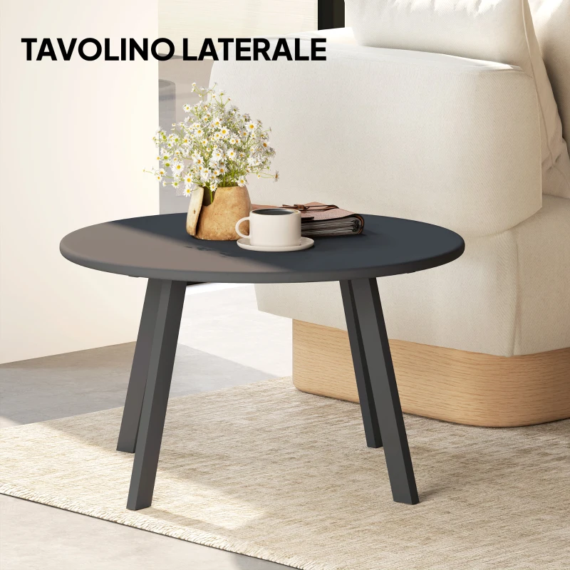 Outsunny Tavolino da Giardino Rotondo in stile Industriale con Piedini Antiscivolo, in Metallo, Ø70x42 cm, Nero