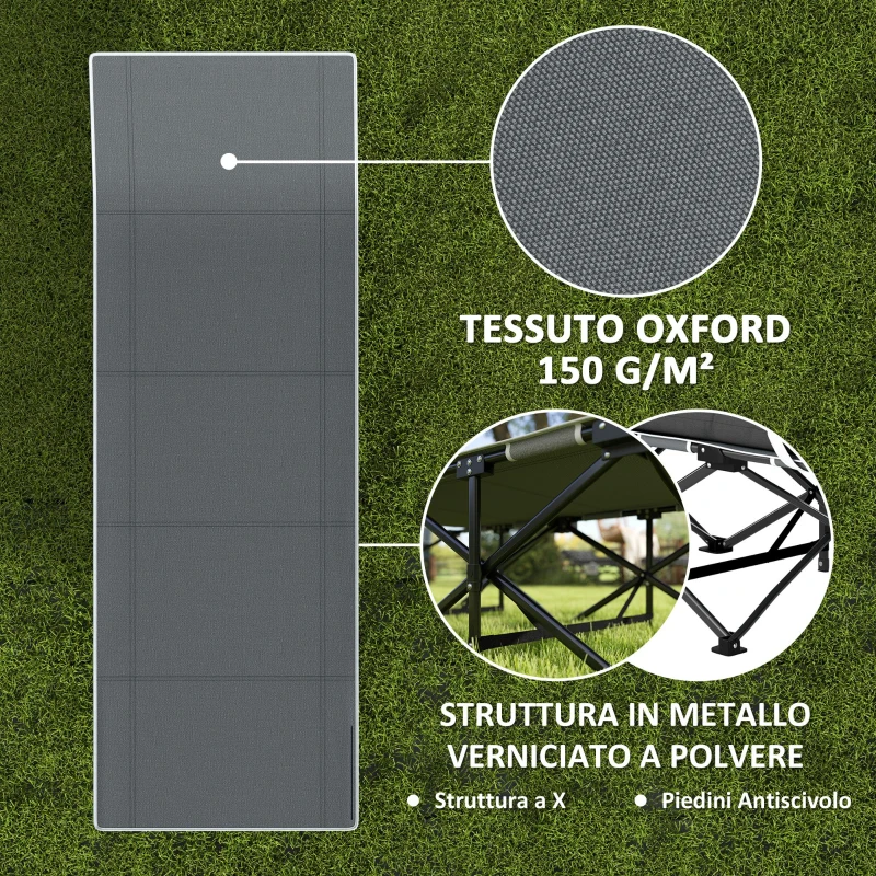 Outsunny Lettino da Campeggio Pieghevole con Poggiatesta Inclinato e Materasso Rimovibile, 196x68x37 cm, Nero