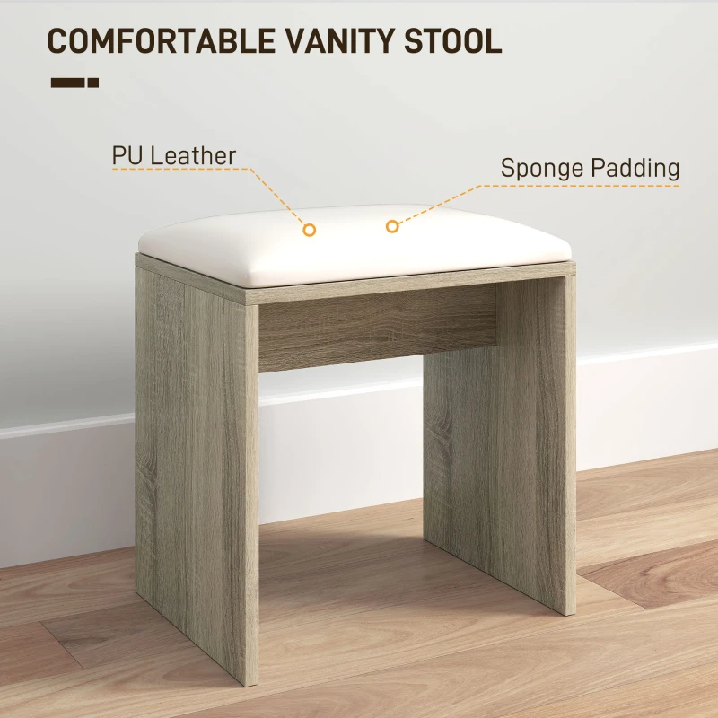 HOMCOM Dressing Table and Stool Set, with Storage - Wood-Effect