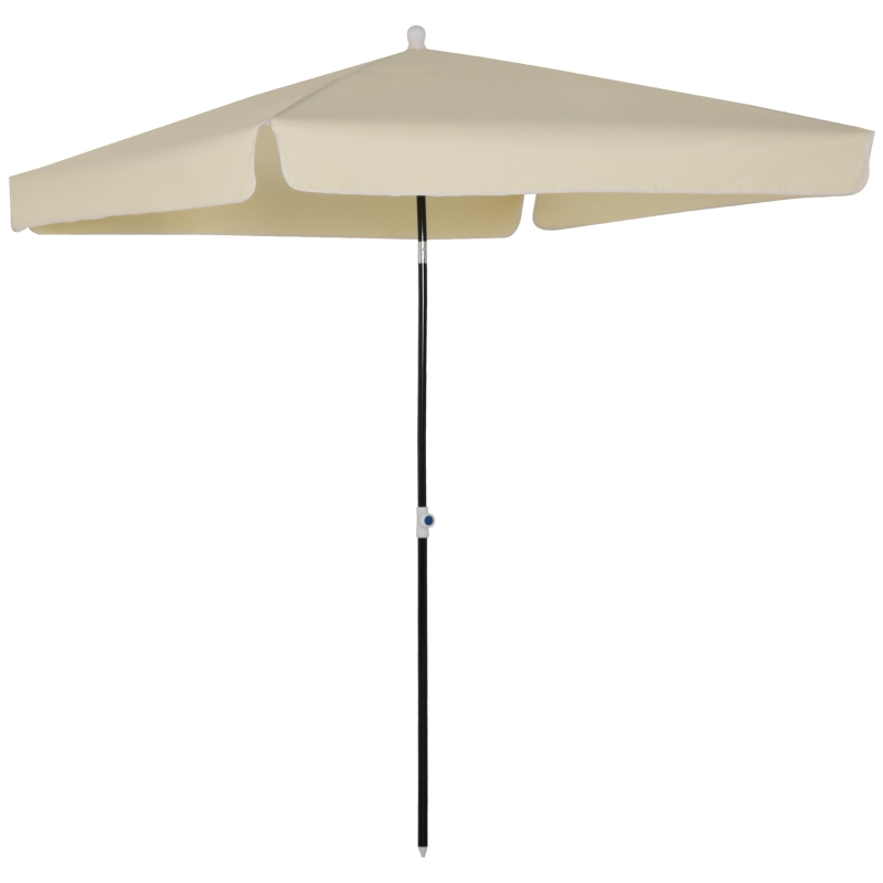 Outsunny Umbrela de Gradina cu acoperis patrata Rglabila si Portabila, Crem 2x2m