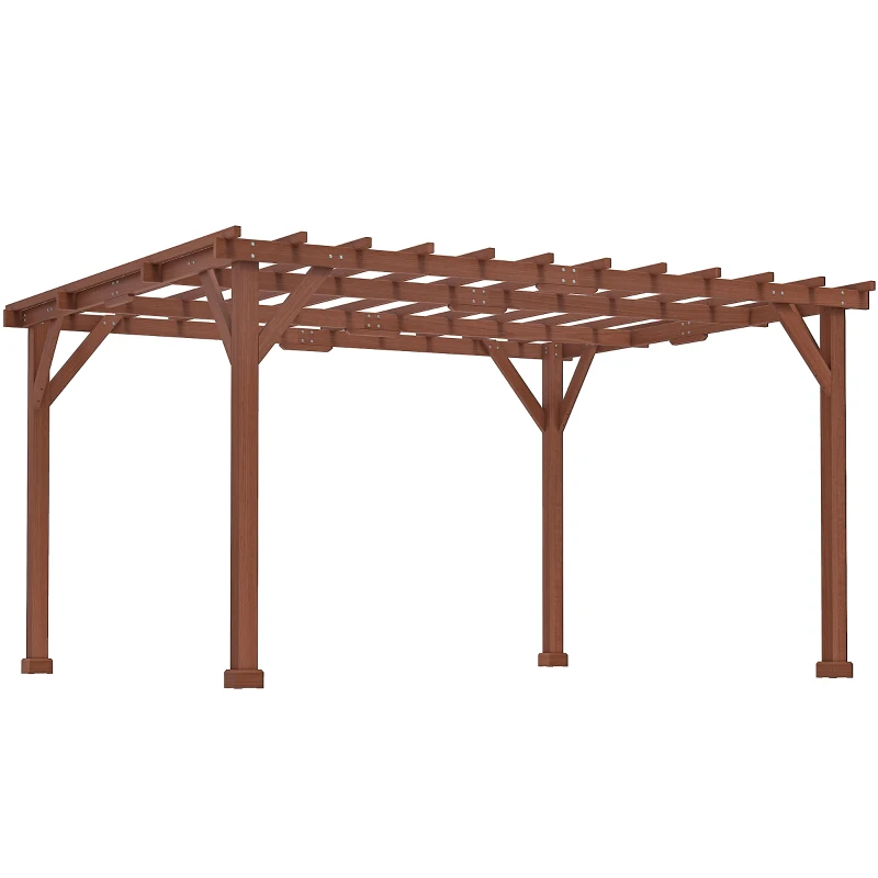 Outsunny Tonnelle de jardin stable pour plantes grimpantes, pergola en bois, 3,3 x 3,8 m, treillis pour vignes et fleurs