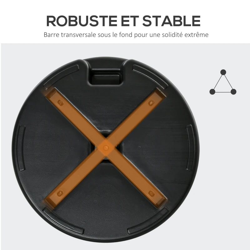 Outsunny Pied de parasol rond à remplir avec 30 kg d'eau / 40 kg de sable, pour mât de Ø 38 et 48 mm, noir