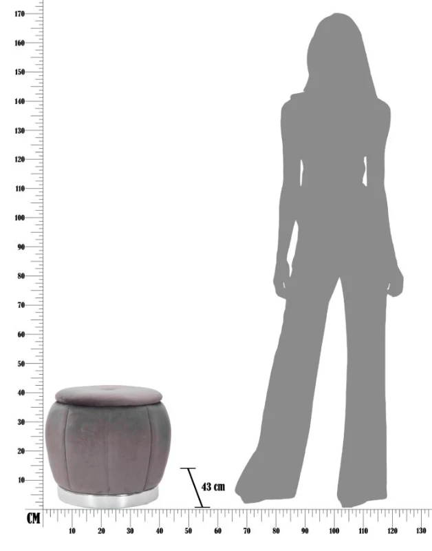 Mauro Ferretti Taburet/Contenitor Paris Gri/Argintiu cm Ø 43X43