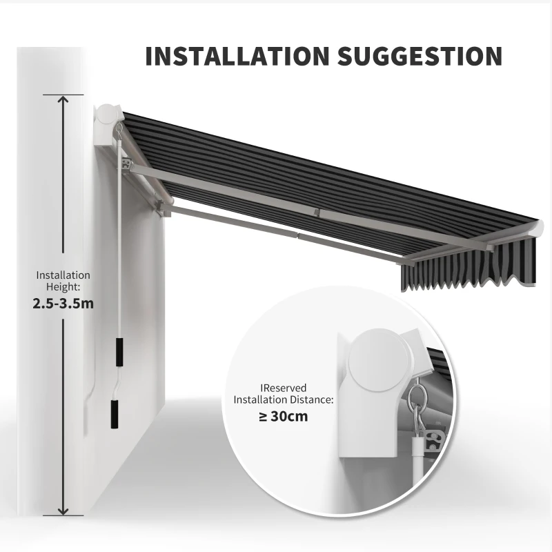 Outsunny markiza zewnętrzna ręczna przegubowa 4 m z korbą aluminium kolor biały + szary