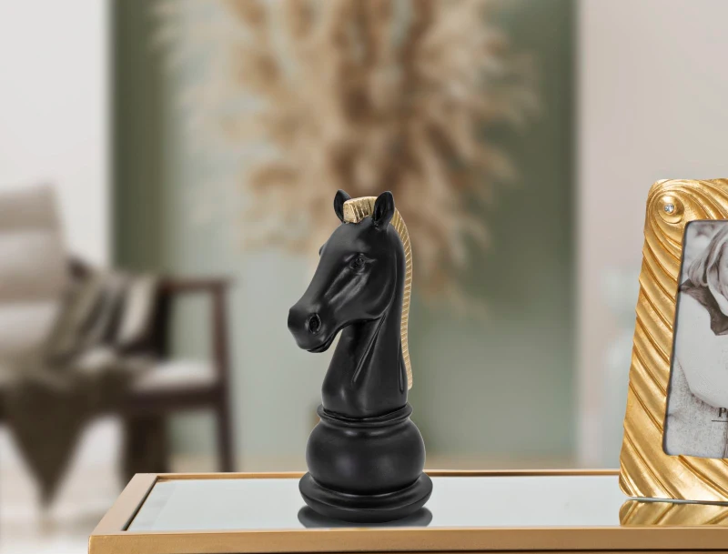 Mauro Ferretti Sculptura Cal Negru Si Aurii cm 10,5X8,5X19