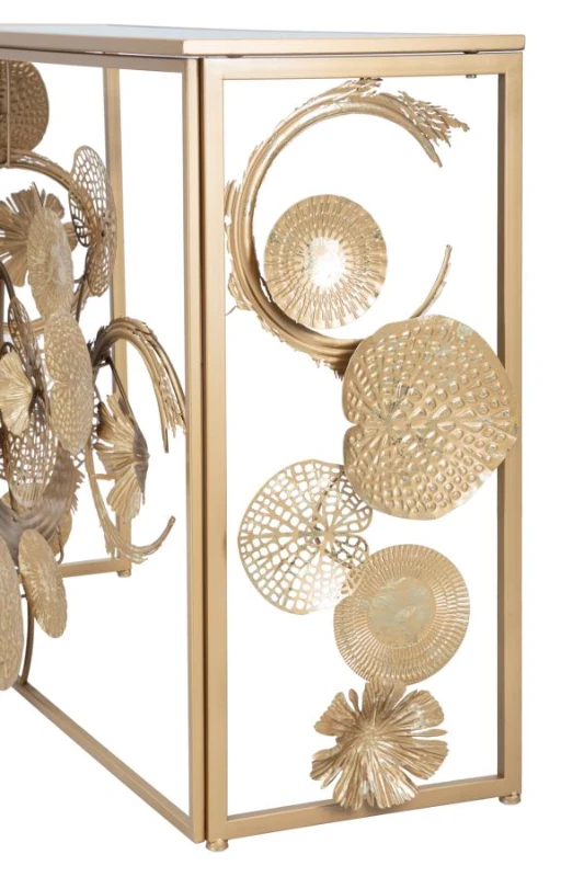 Mauro Ferretti Consola Cu Blat De Sticla Aurii cm 114X40,5X80