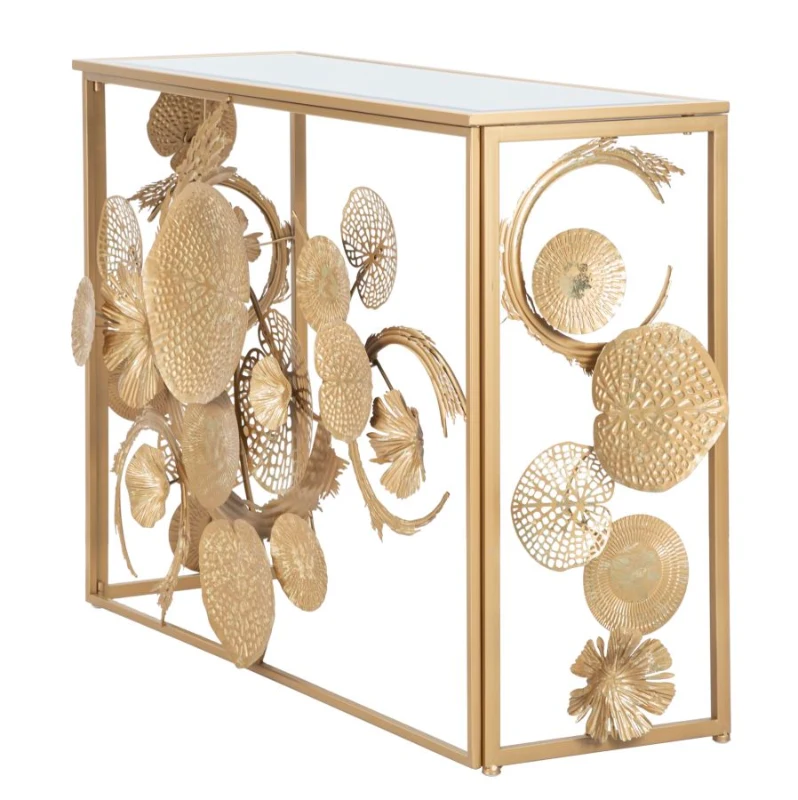 Mauro Ferretti Consola Cu Blat De Sticla Aurii cm 114X40,5X80