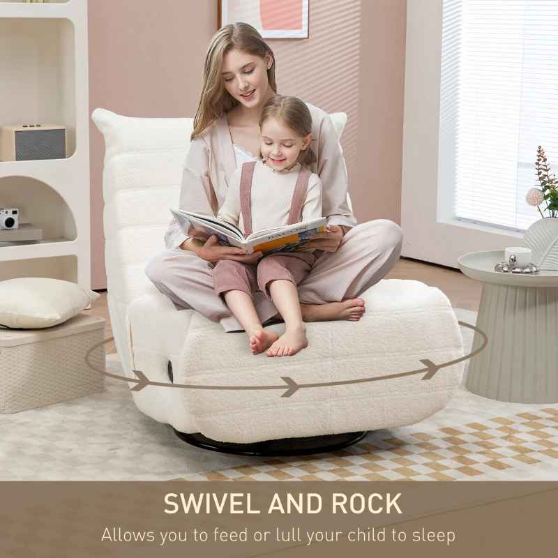 HOMCOM Fotel Sacco, regulowana, nośność do 150 kg, 84x104x87cm, Kremowy