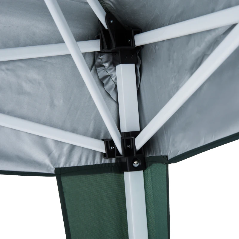 Outsunny Faltpavillon 2,4x2,4m Pavillon Faltzelt mit UV-Schutz, Partyzelt inkl. Tragetasche für Garten, Balkon, Stahl Grün