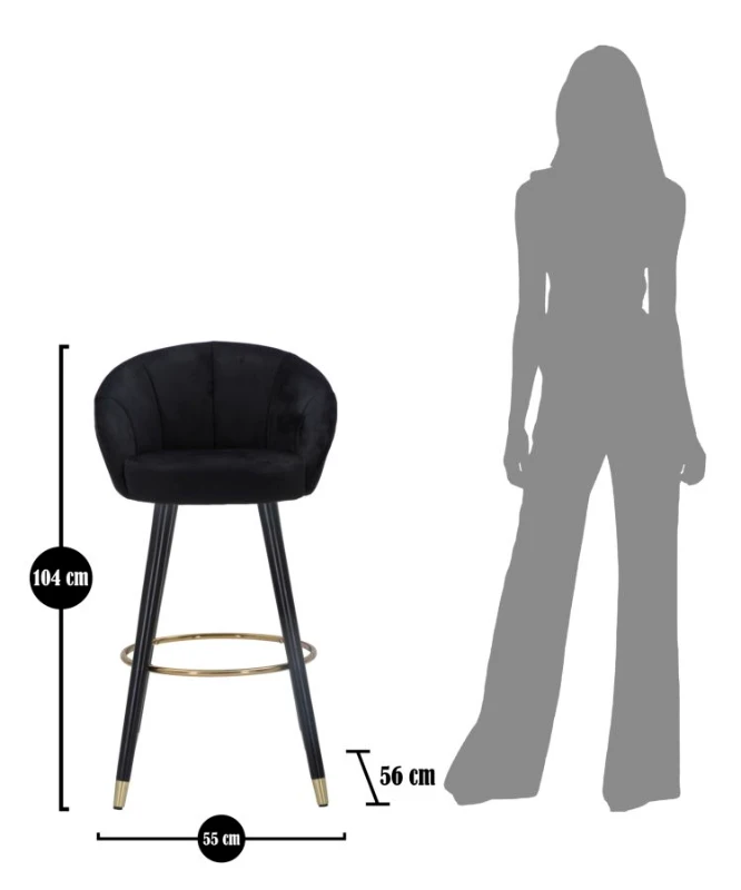 Mauro Ferretti Taburet De Bar Praga Negru cm 55X56X104