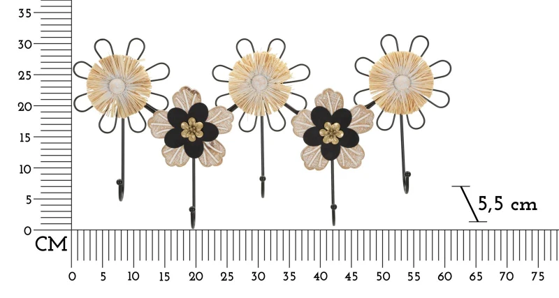 Mauro Ferretti  Umeraș De Perete Fier,Lemn Și Rafia cm 61X5,5X30,5