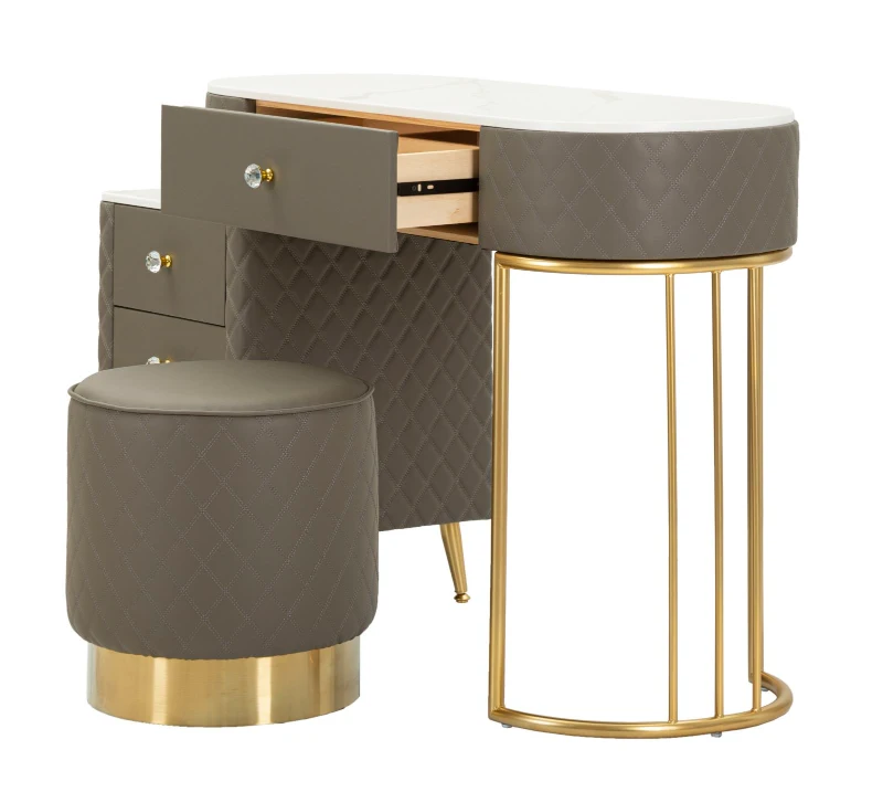 Mauro Ferretti Masă De Camera Cu Taburet Gri cm 120X40X75 (Dimensiune Taburet Ø36X39)