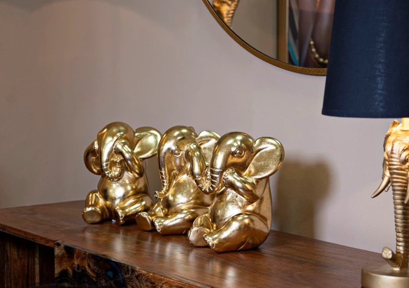 Mauro Ferretti  Elefant Nu Vad/Nu Aud/Nu Vorbesc Set 3 Bucati, cm Ø 15,5X20,5