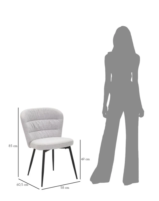 Mauro Ferretti Scaun Losanna Gri Set 2 Bucati cm 58X60,5X85