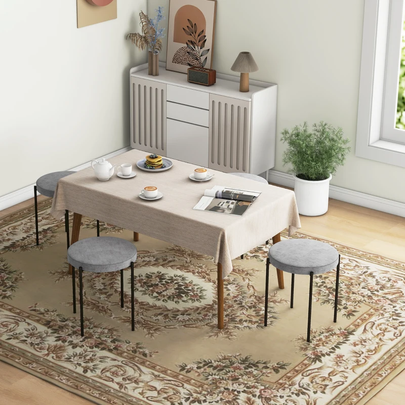 HOMCOM Zestaw 4 hokerów kuchennych, stapelowane, wykończenie aksamitne, do 120kg, stelaż stalowy, 41,5 x 41,5 x 46 cm, Ciemnoszary