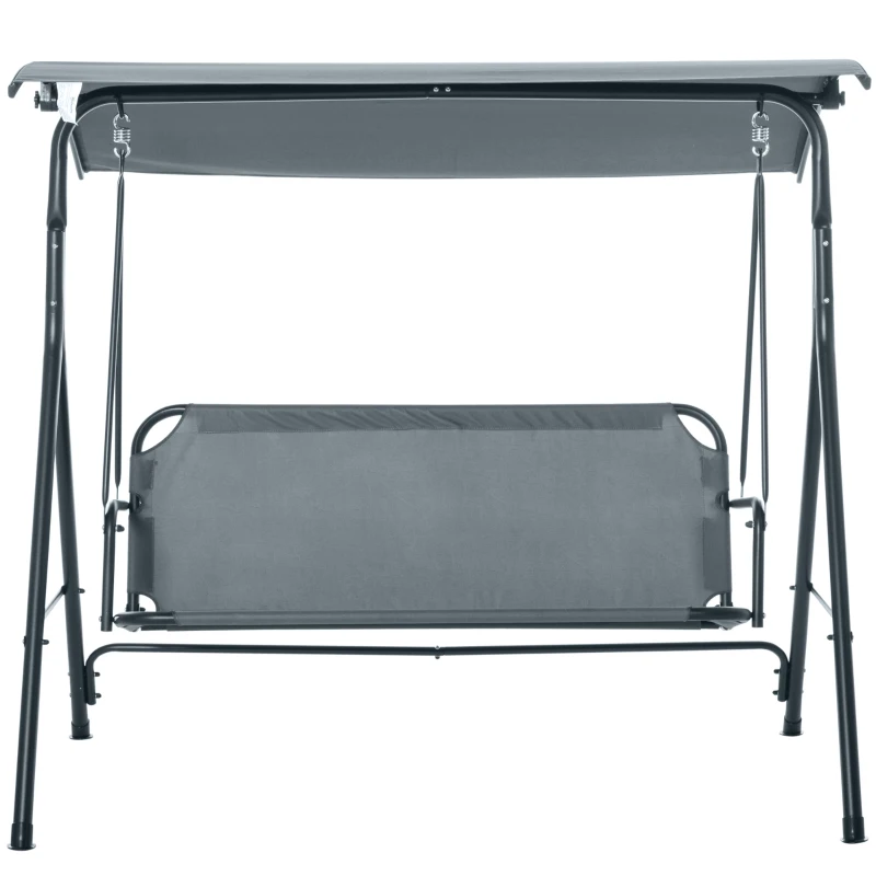 Outsunny Dondolo 3 Posti con Tettuccio Inclinabile e Cuscini, in Acciaio e Poliestere, 172x110x153 cm, Grigio