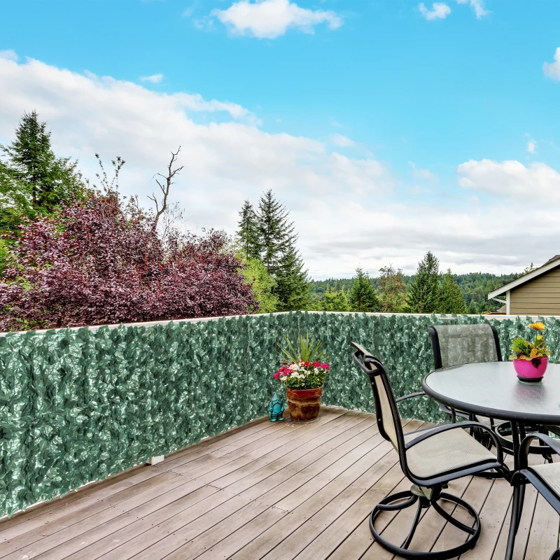 Outsunny 1-Piece Artificial Leaf Hedge Screen Privacy Fence Panel for Garden Outdoor Indoor Decor, Dark Green, 2.4M x 1M