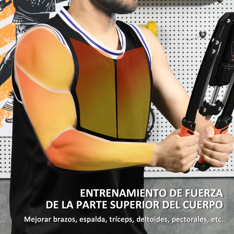 SPORTNOW Extensor de Pecho Ajustable de 10-200 kg con 20 Niveles de Resistencia y Agarre Antideslizante 43x16x5 cm Negro y Rojo