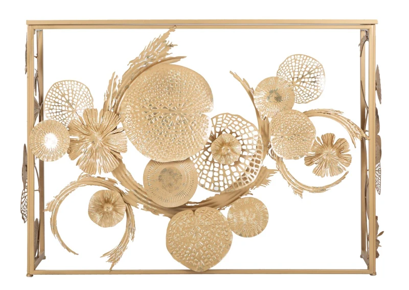 Mauro Ferretti Consola Cu Blat De Sticla Aurii cm 114X40,5X80