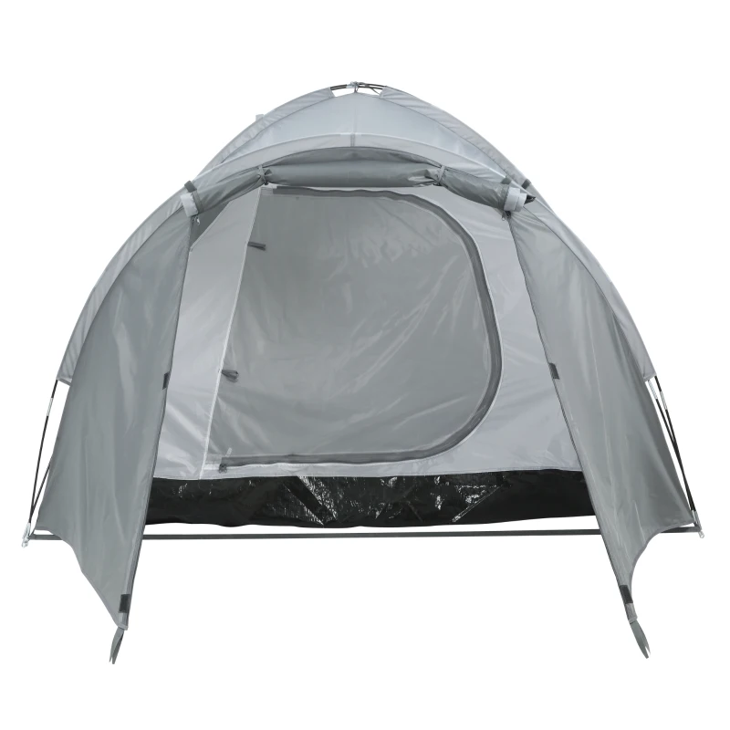 Outsunny Campingzelt für 2-3 Personen Glasfaser Tür mit Reißverschluss Meshfenster inkl. Transporttasche Kuppelzelt 190T Kunstleder2000mm Glasfaser Grau