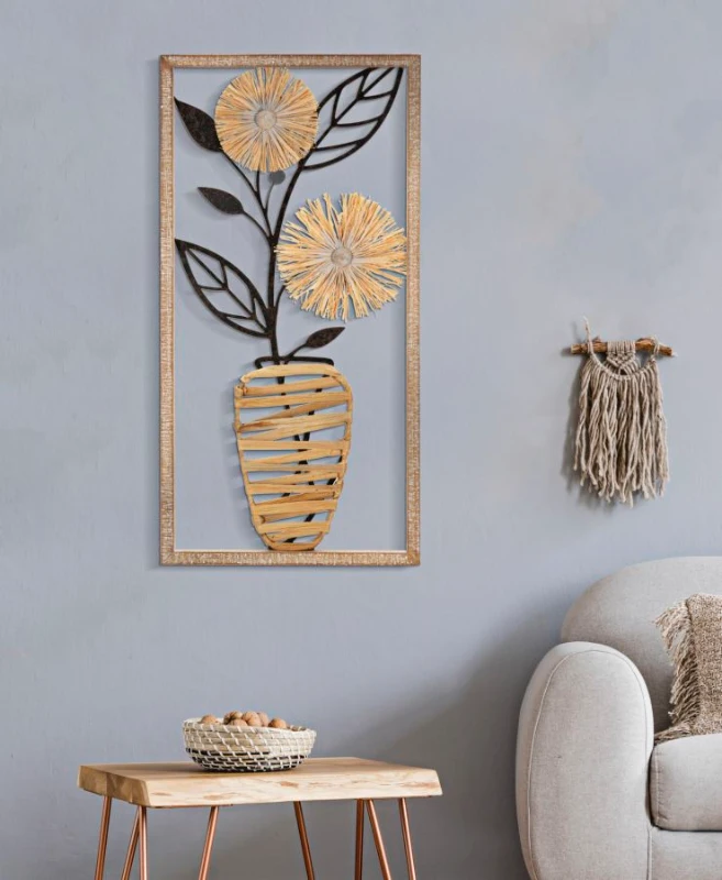 Mauro Ferretti  Panou De Perete Din  Fier Si Lemn cm 40X3,5X80